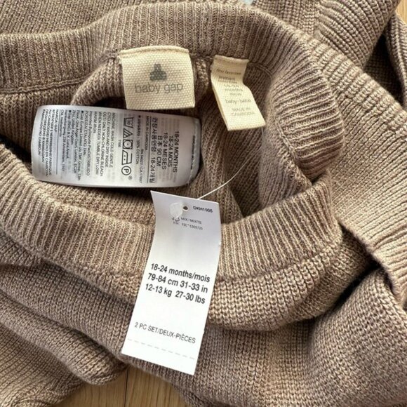 Baby Gap Unisex 18-24 Month Oatmeal Heather Sweater 2 Piece Set Pants Neutral - Picture 6 of 7